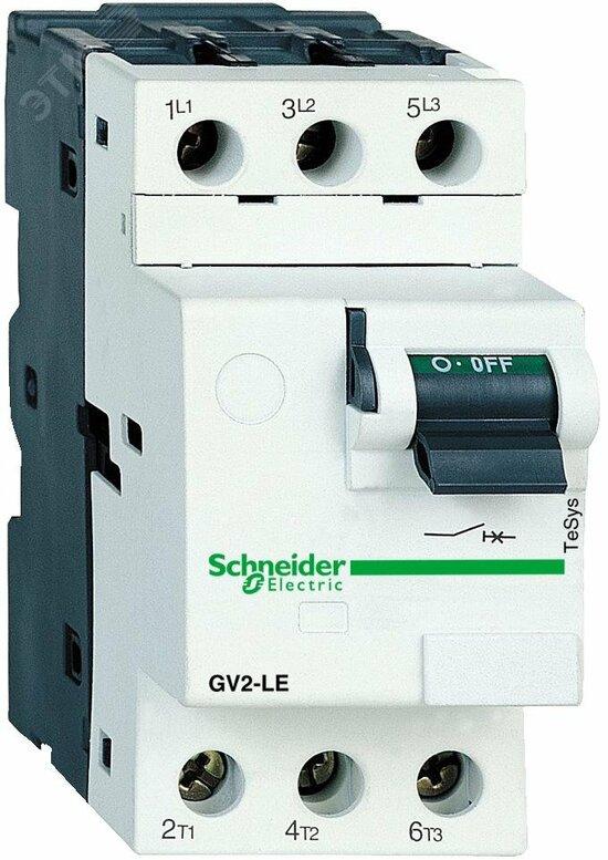 Фото №5 Выключатель автоматический для защиты электродвигателей 4А GV2 управление кнопками винтовые зажимы   магнитный расцепитель (GV2LE08)