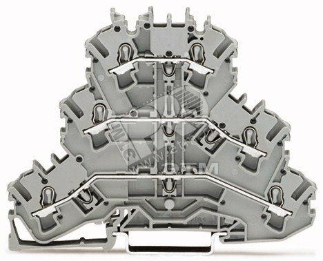 Фото №2 Клемма на DIN 2.5мм трехуровневая двухпроводная проходная (2002-3201)