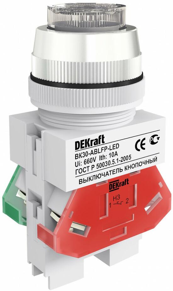 Фото №2 Кнопка ABLFP 30мм белая LED 220В ВK-30 (25050DEK)