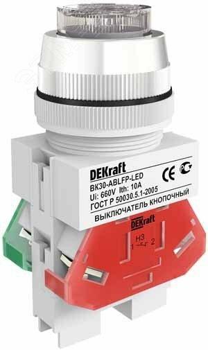 Фото №4 Кнопка ABLFP 30мм белая LED 220В ВK-30 (25050DEK)