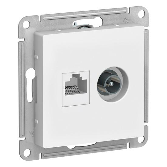 Фото №2 Розетка ATLASDESIGN двойная ТВ + компьютерная RJ45 категория  5Е белый (ATN000189)