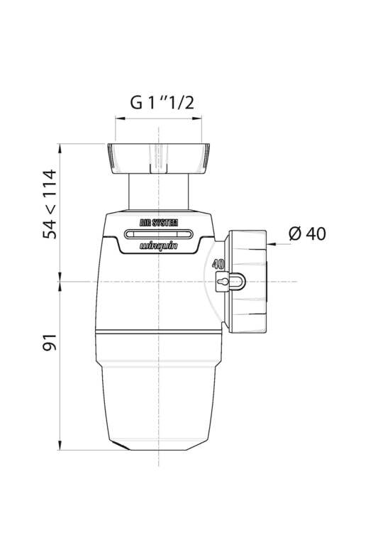 Фото №2 Сифон WIRQUIN NEO AIR для мойки без выпуска 1'1/2 х 40 мм (30987073)
