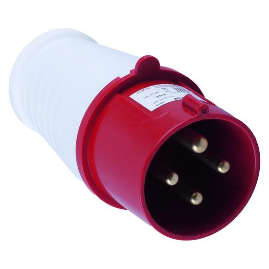 Фото №2 Вилка прямая для силовых кабелей, красный/белый, Stekker (PPG32-41-441)