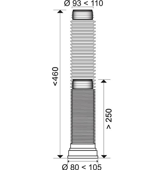 Фото №2 Труба для унитаза гофрированная L 250-460 мм D110 мм (70984966)