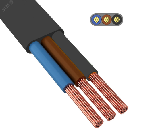 Фото №2 Шнур ШВВП 3х2,5-0.380 черный ТРТС