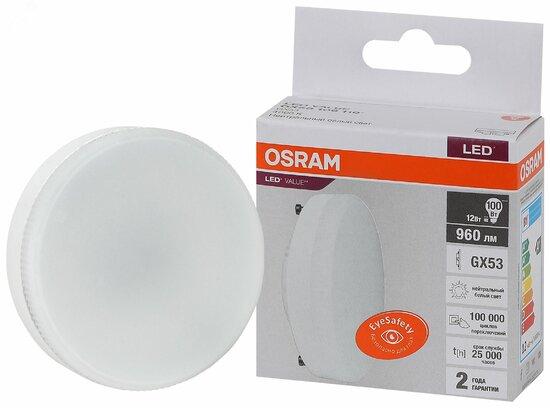 Фото №2 Лампа светодиодная LED 12 Вт GX53 4000К 960Лм таблетка 220 В (замена 100Вт) OSRAM (4058075582187)