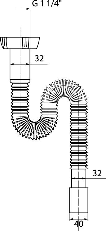 Фото №2 Сифон гофрированный для раковины без выпуска 1'1/4 х 32/40 мм L800 мм (30717998)