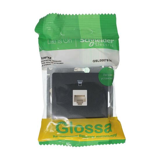 Фото №3 GLOSSA Розетка компьютерная RJ45 категория 5E антрацит в рамку (GSL000781K)