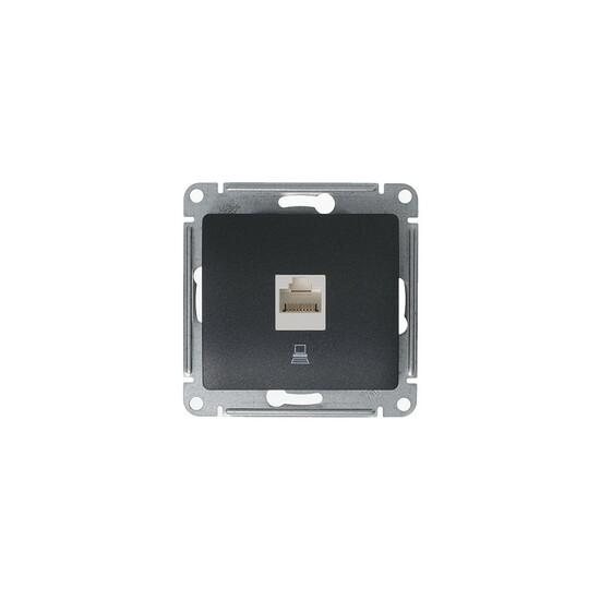 Фото №5 GLOSSA Розетка компьютерная RJ45 категория 5E антрацит в рамку (GSL000781K)