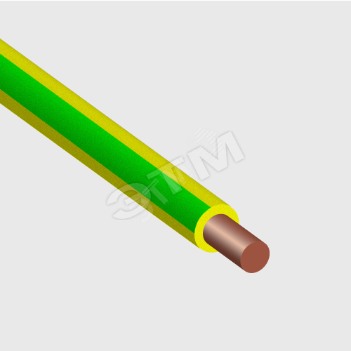 Фото №2 Провод силовой ПУВ 1х1.5 желто-зеленый однопроволочный 100м