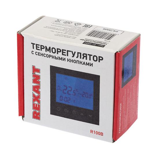 Фото №4 Терморегулятор с автоматическим программированием и сенсорными кнопками R100B (черный) (etm51-0589)