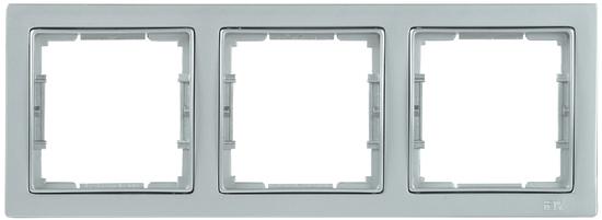 Фото №2 РУ-3-БС Рамка трехместная квадратная BOLERO Q1 серебряный IEK (EMB32-K23-Q1)