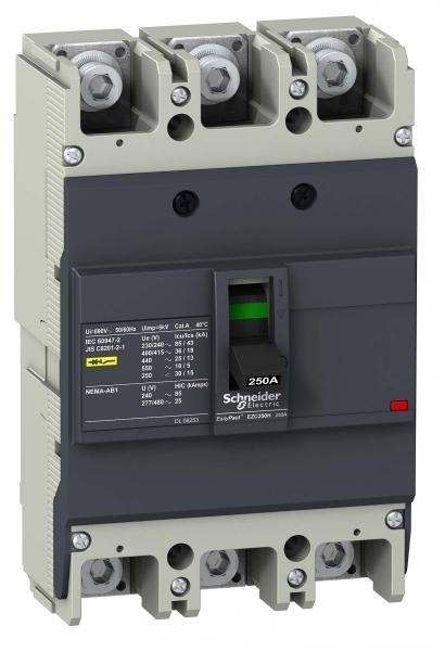 Фото №2 Выключатель автоматический трехполюсный EZC250 36 KA/415В 3Т 100 A (EZC250H3100)