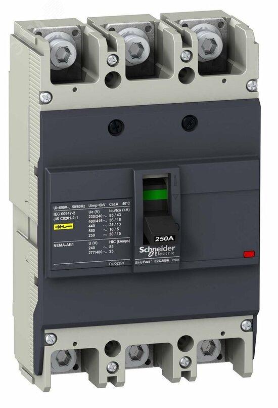 Фото №4 Выключатель автоматический трехполюсный EZC250 36 KA/415В 3Т 100 A (EZC250H3100)