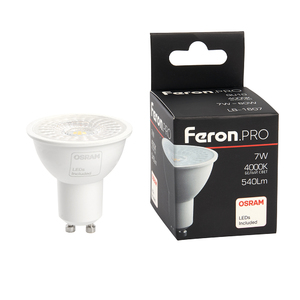 фото Лампа светодиодная LED 7вт 230в GU10 белый с линзой 38 гр. Feron.PRO (LB-1607)