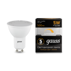 фото Лампа светодиодная LED 5 Вт 500 Лм 3000К теплая GU10 MR16 диммируемая Black Gauss (101506105-D)