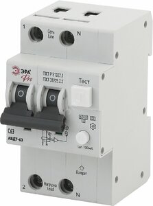 фото Автоматический выключатель дифференциального тока Pro NO-901-97 АВДТ 63 (А) C63 100mA 6кА 1P+ ЭРА (Б0031847)