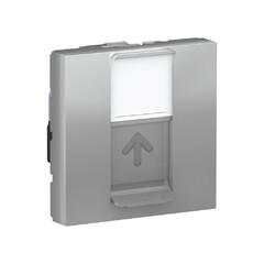 фото Розетка UNICA MODULAR компьютерная RJ45 одиночная категория 6 STP 2 модуля алюминий (NU341730)