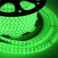 фото Лента профессиональная LED герметичная в силиконовой оболочке 220В 10х7мм IP65 SMD 3528 60 диодов/метр зеленый (бухта 100м)
