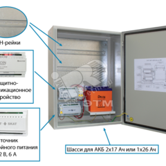 фото Шкаф питания 500х650х220 IP54 DIN-рейки АКБ 2х17/1х26Ач (2256)