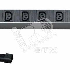 фото Блок розеток для 19 шкафов горизонтальный 6 IEC 320 10 A выключатель шнур IEC 320 C14 2.5м (26411)