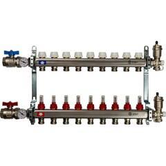 фото Коллектор STOUT из нержавеющей стали в сборе с расходомерами 9 вых. (SMS 0907 000009)
