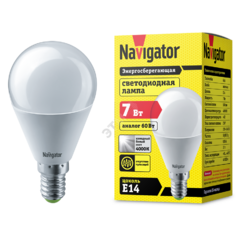 фото Лампа светодиодная LED 7вт E14 белый шар (94468 NLL-G45)
