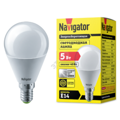 фото Лампа светодиодная LED 5вт E14 белая шар (94478 NLL-P-G45)