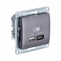 фото GLOSSA USB РОЗЕТКА A + тип-C 45W высокоскор.заряд. QC, PD, механизм, СИРЕН.ТУМАН (GSL001429)