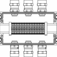фото Коробка клеммная взрывозащищенная из алюминия. 1Ex e IIC Т5 Gb/Ex tb IIIB T95C Db IP66. Клеммы 4мм2-20шт. А,C: ввод D5,5-13мм под небронированный кабель Ni-6шт. (1201.141.20.016)