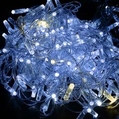 фото Гирлянда нить 10м 100 светодиодов белый свет IP44 прозрачный шнур 3м 230В мерцание транзит (LGDU121-2-100-10-T-S-44)