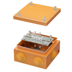 фото Коробка стальная FS с кабельными вводами и клеммниками  IP55 150х150х80мм 4р  450V 6A  4мм.кв. (FSB31404)
