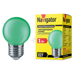 фото Лампа светодиодная LED 1вт Е27 зеленый шар (71828 NLL-G45)