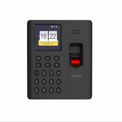 фото Терминал учета рабочего времени со встроенными считывателями EM карт и отпечатков пальцев (DS-K1A802AEF)