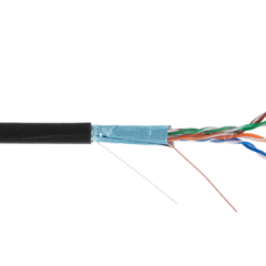 фото Кабель F/UTP 4 пары Кат.5e одножильный медный внешний PE черный 100м (EC-UF004-5E-PE-BK-1)