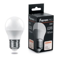 фото Лампа светодиодная LED 9вт Е27 теплый матовый шар Feron.PRO (LB-1409)