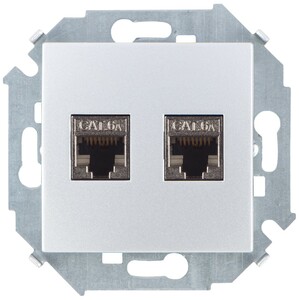 фото Розетка для передачи данных 2xRJ45 Cat.6A FTP (AMP) цвета алюминий S15 (1591564-033)