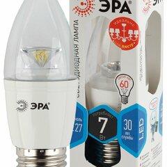 фото Лампа светодиодная LED B35-7W-840-E27-Clear  (диод,свеча,7Вт,нейтр ,E27) (10/100/3500) ЭРА (Б0028481)