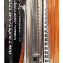 фото Нож с выдвижным лезвием 18 мм, металллический корпус, автоматический фиксатор, (73/10/10/1)