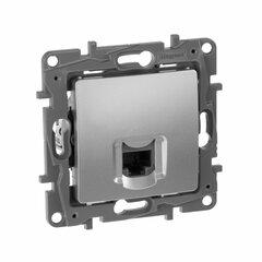 фото ETIKA Розетка компьютерная RJ45 категория 6 UTP алюминий (672453)