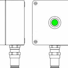 фото Пост управления взрывозащищенный из алюминия. 1Ex e IIC T5 Gb X IP66. Ex tb IIIB T95C Db X. Кнопка зеленая, 1NC/1NO-1шт. B: ввод D5,5-13мм под небронированный кабель в гладкой стальной трубе Dn 20мм. Ni.-1шт. (2201.151.19.002)