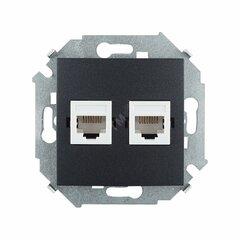 фото Simon15 Розетка компьютерная двойная RJ45 кат.5е  графит (1591593-038)