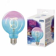 фото Лампа светодиодная SOHO LED-SF01-4W/SOHO/E27/CW BLUE/WINE GLS77TR Синяя/винная колба. Спиральный филамент. Картон. ТМ Uniel (UL-00005892)