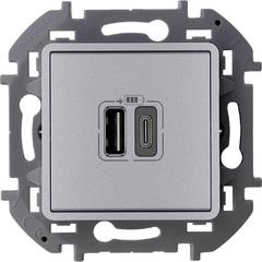 фото Зарядное устройство с двумя USB разьемами A C 240В/5В 3000мА INSPIRIA алюминий (673762)