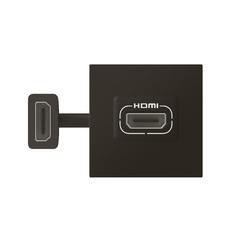 фото Розетка HDMI Mosaic 2 модуля - со шнуром - матовая черная
