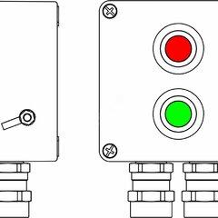 фото Пост управления взрывозащищенный из GRP. 1Ex d e IIC T6 Gb X/Ex tb IIIB T80C Db X/IP66 Кнопка зеленая, 1NC/1NO-1шт. Кнопка красная,1NC/1NO-1шт. С: ввод D5,5-13мм под бронированный кабель, Ni-2шт. (2231.031.19.052)