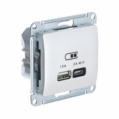 фото GLOSSA USB РОЗЕТКА A + тип-C 45W высокоскор.заряд. QC, PD, механизм, ПЕРЛАМУТР (GSL000629)