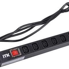 фото Блок розеток ITK 8 розеток С13 с LED выключателем 1U вилка шнур 2м немецкий стандарт (PH12-8C131)