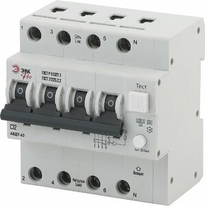 фото Автоматический выключатель дифференциального тока Pro NO-902-23 АВДТ 63 (А) C32 300mA 6кА 3P+ ЭРА (Б0031873)