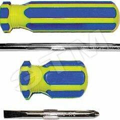 фото Отвертка с переставным жалом, CrV сталь, сине-желтая пластиковая ручка 6х70 мм PH2/SL6 (56218)